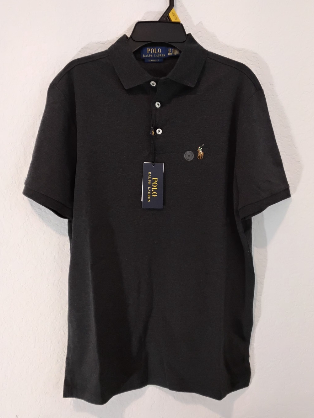 NWT Polo Ralph Lauren Classic Fit Men's XS  Pique Polo Dark Gray Flesh Pony